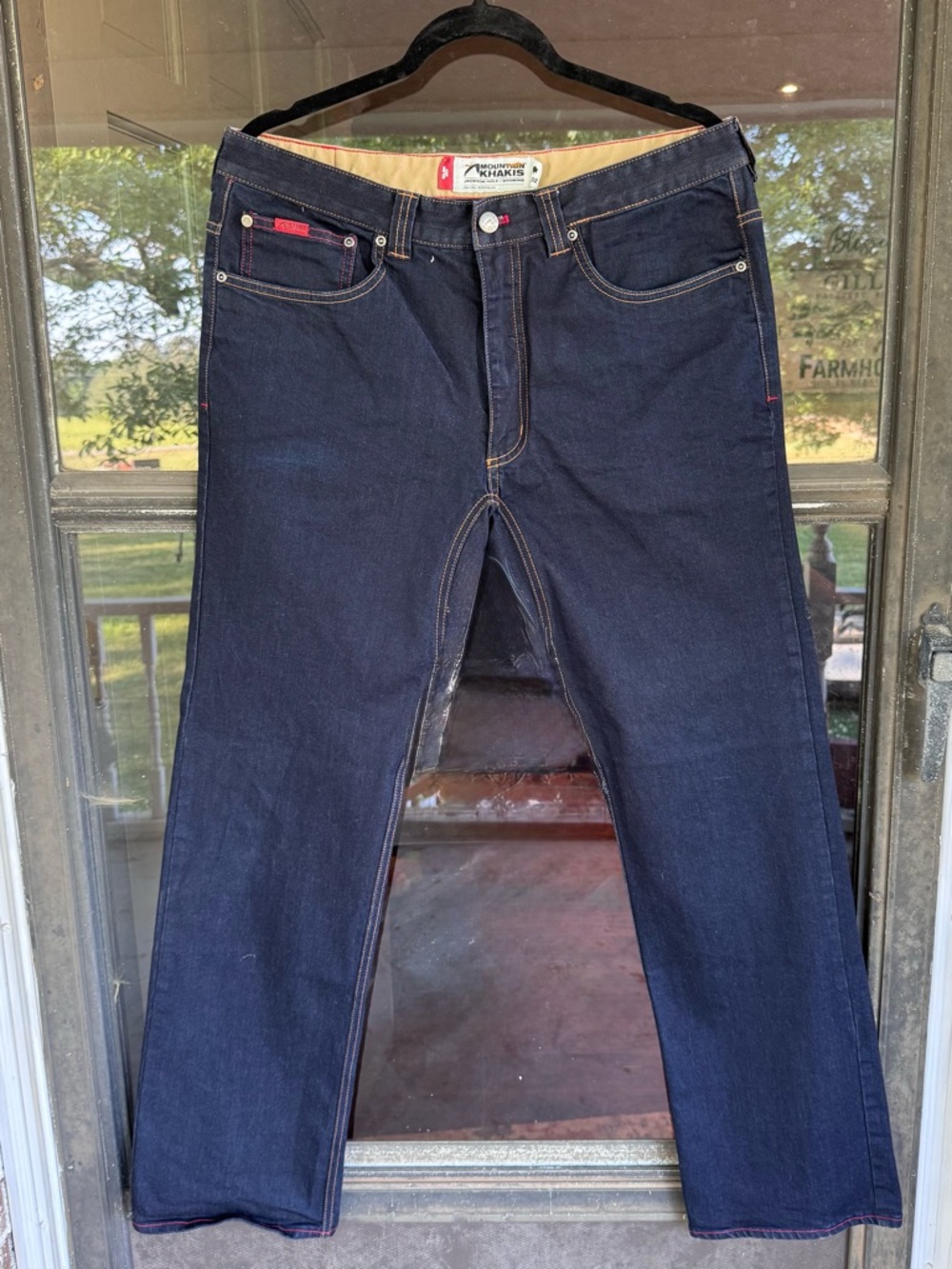 Mountain Khakis Men's dark wash Straight Jeans 36x32 reinforced